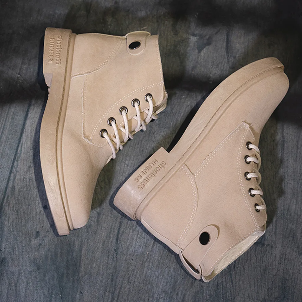 Women's Suede Martin Boots Ladies Fashion Round Toe Casual Lace Up Single Shoes woman student Lace-Up Flat Head Short Boot | Обувь