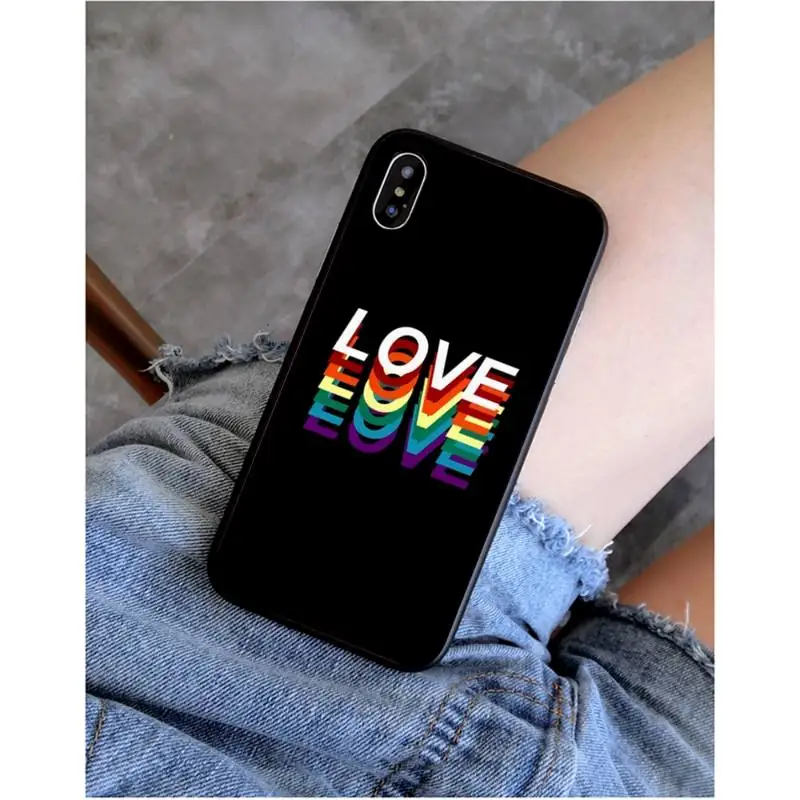 Motirunner LGBTQ Rainbow love is черный мягкий чехол из ТПУ для iphone 11 Pro Max X XS MAX 6 6s 7 8 plus 5 5S 5SE XR SE2020