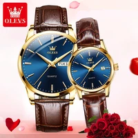 olevs women men clock fashion casual couple watches leather strap romantic wristwatch alloy quartz minimalist watch damenuhr