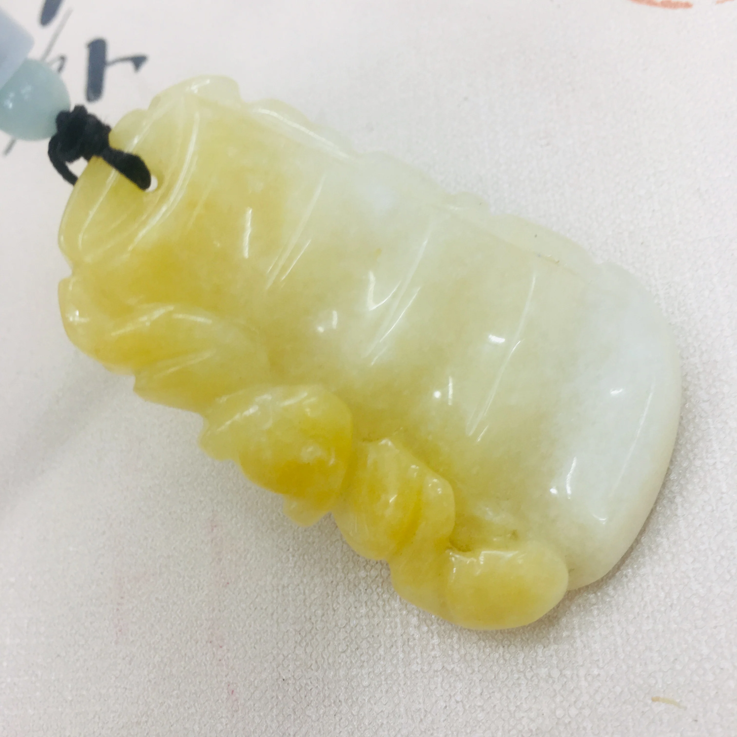 Натуральный топаз ручная работа резной желтый двухцветный бамбуковый кулон с