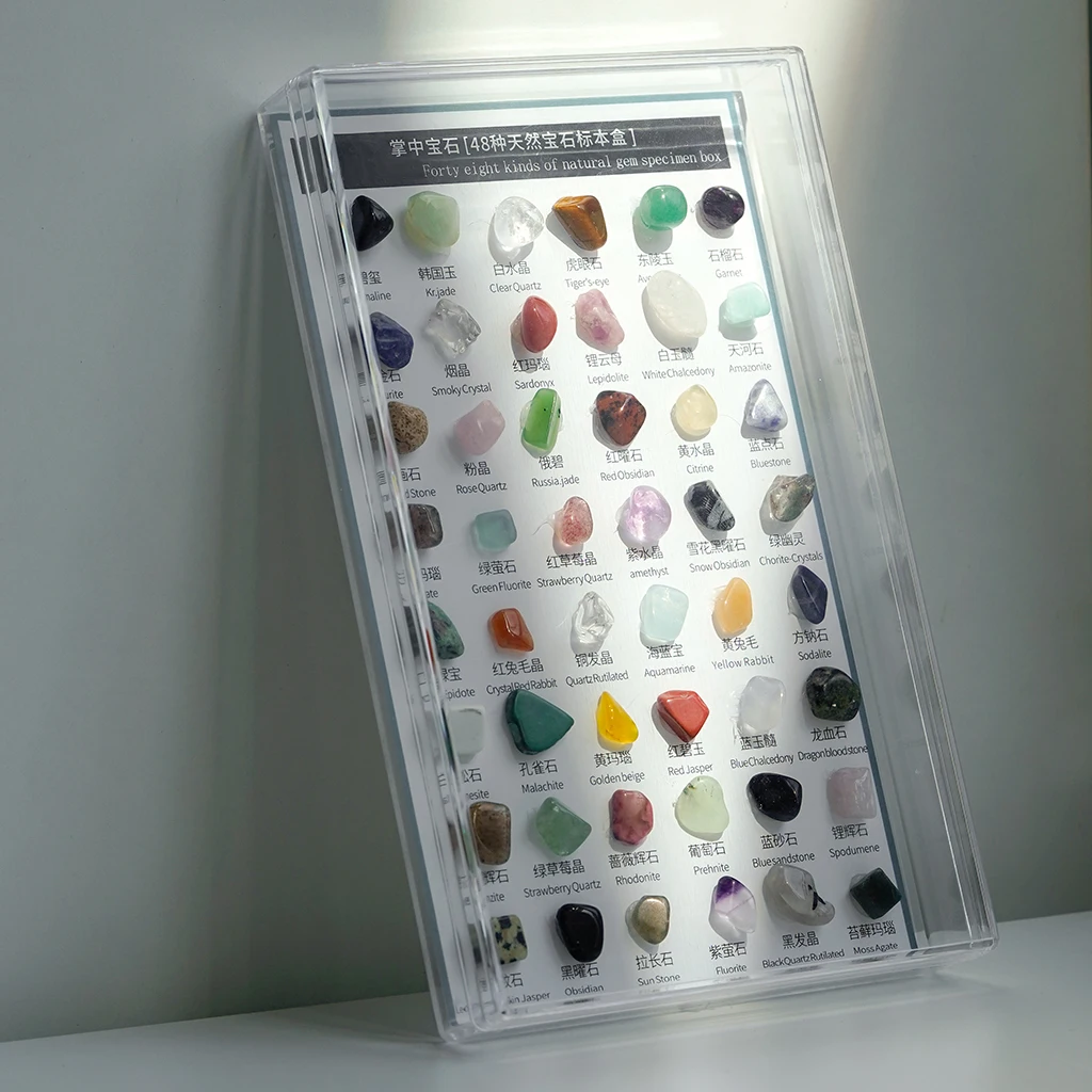 

48 Pieces Rock and Mineral Educational Collection & Deluxe Collection Box for Kids Gifts