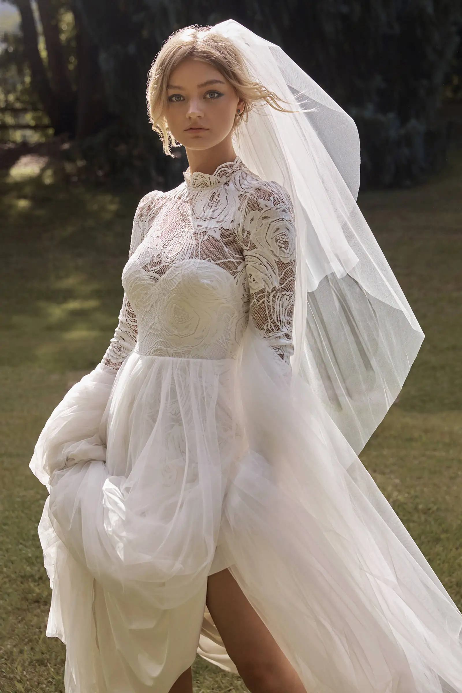 Вуаль для невесты TOPQUEEN V27 многослойная съемная спереди и сзади - купить по