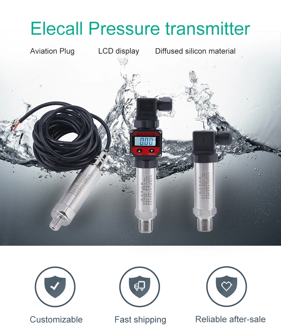 ELECALL ELE-801/ELE-801S датчик давления Передатчик Датчик ЖК-цифровой диффузионный кремниевый датчик давления масло Воздух Вода