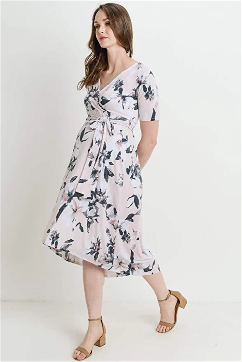 

Women's Wear V-neck Printed Long Dress Pregnant Women's Dress Lactation Dress Pregnant Women's Dress Women's Dress