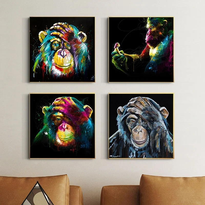 

Graffiti Animals Posters Colorfull 10 kinds Monkey Canvas Print Wall Art Painting Modern Picture For Living Room Decora No Frame