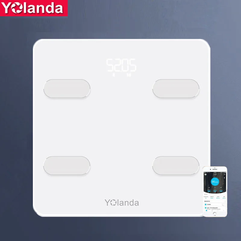Yolanda Смарт Ванная комната Вес весы с Bluetooth жировых отложений напольные mi тела