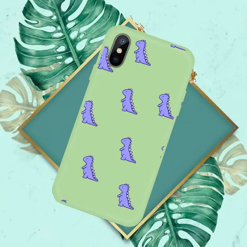 

Cute Dinosaur Baby Fashion Phone Case Green Candy Color for iPhone 11 12 mini pro XS MAX 8 7 6 6S Plus X SE 2020 XR