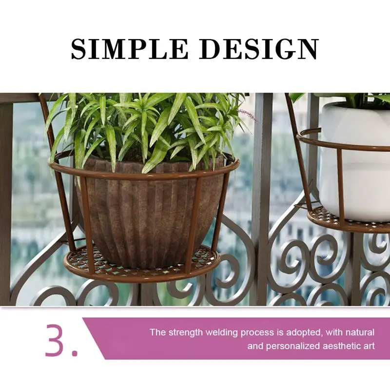 

Iron Flower Pot Hanger Plant Flower Balcony Garden Bonsai Balcony Flower Basket Iron Rack Flower pot Holder Hook Bracket