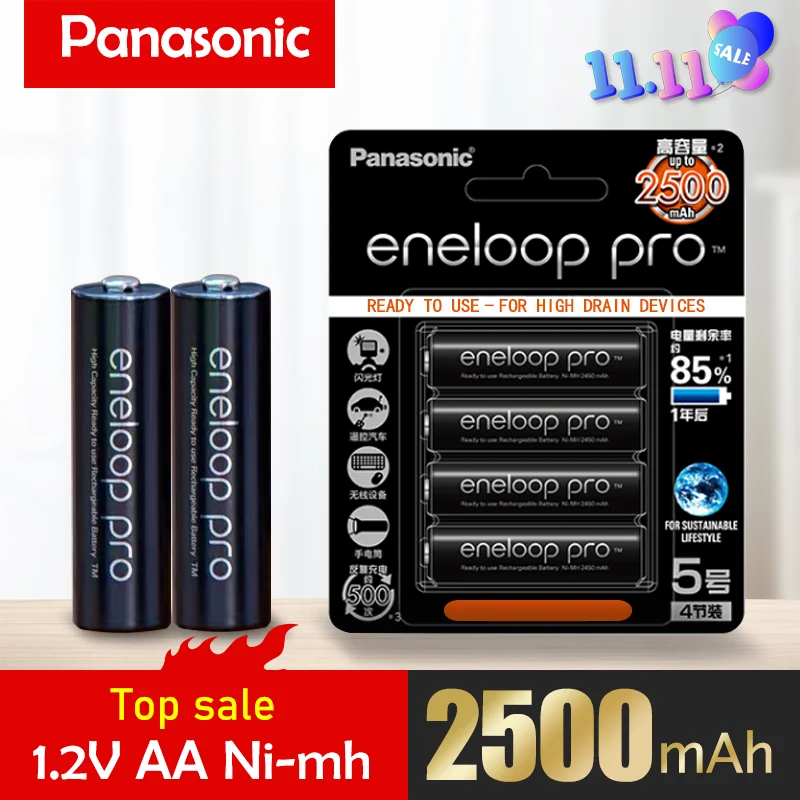 Оригинальный аккумулятор Panasonic 1 2 в Pro AA 2500 мач ni mh для камеры фонарика игрушек