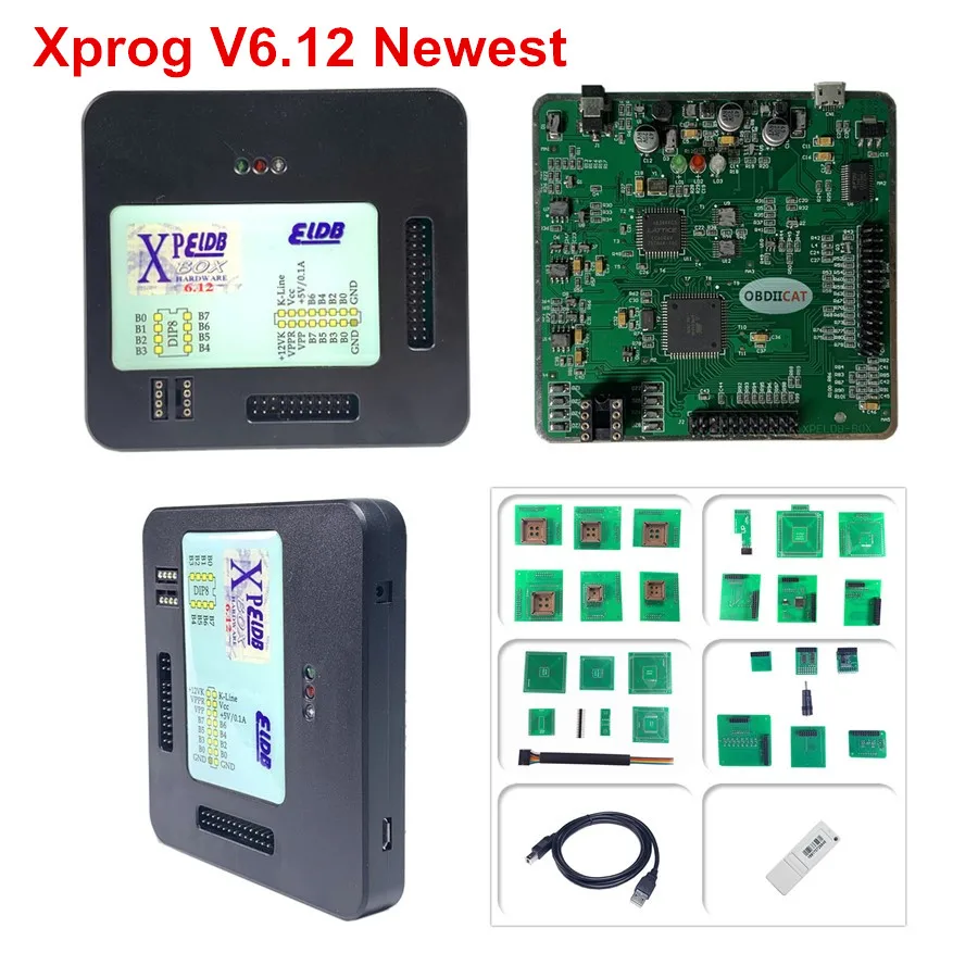 DHL бесплатно новейший Xprog Box V6.12 ECU программист добавить более 4 адаптеров чем X PROG