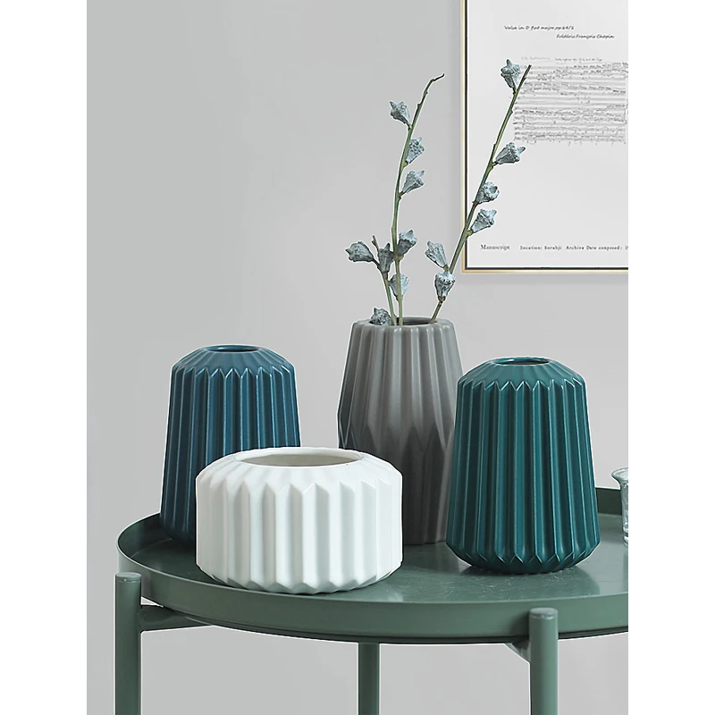 Скандинавская керамическая ваза в стиле оригами минималистичные геометрические