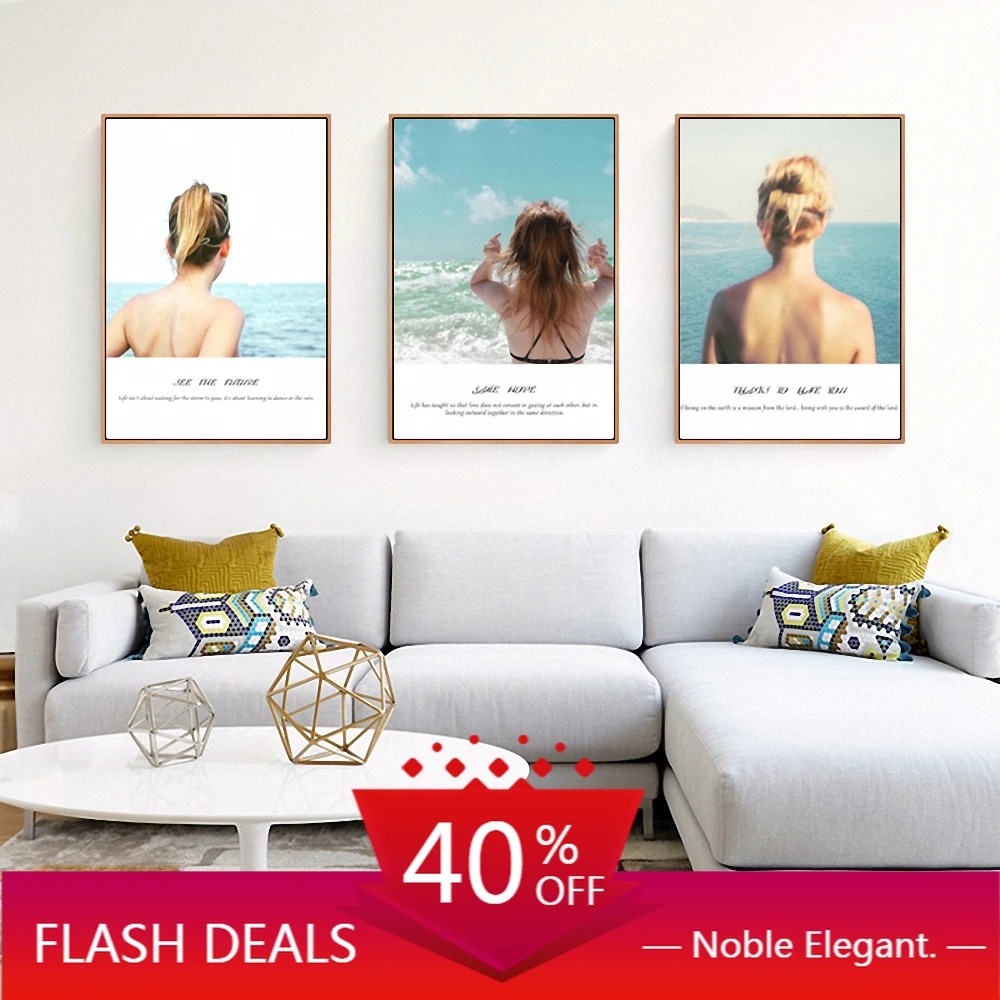 Картина на холсте в скандинавском стиле Пляжная красота печатный плакат