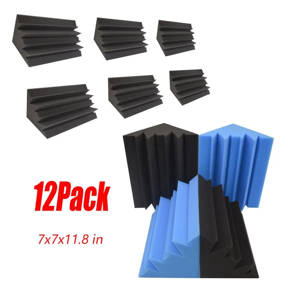 

BEIYIN[12Pcs] Corner Acoustic Bass Trap Foam Sound Treatment Soundproof Panel Studio Sound Absorption Tiles Fireproof 18x18x30cm