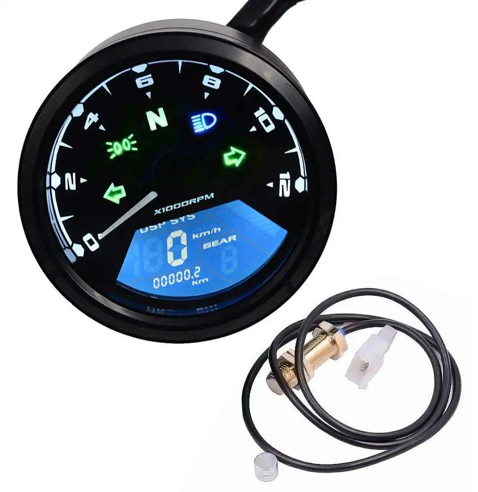 

Best Use And Sell electronic Motorcycle speedometer Meter Blue LCD Speedometer Digital Odometer Electronic Meter Tachometer