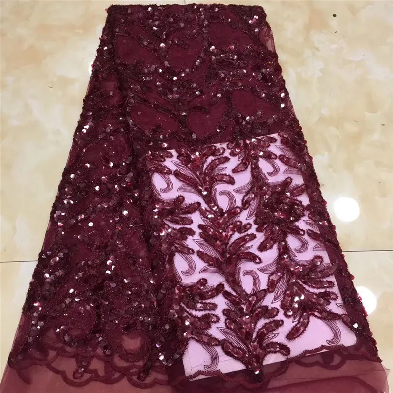 Новинка кружевная ткань с блестками 2020 красное вино высокое качество новейшая