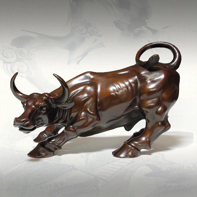 

GOOD LUCK--2020 HOME COMPANY BUSINESS DECORATIVE STOCK MARKET BULL WALL STREET BULL BRONZE STATUE MASCOT # HOME ART LARGE