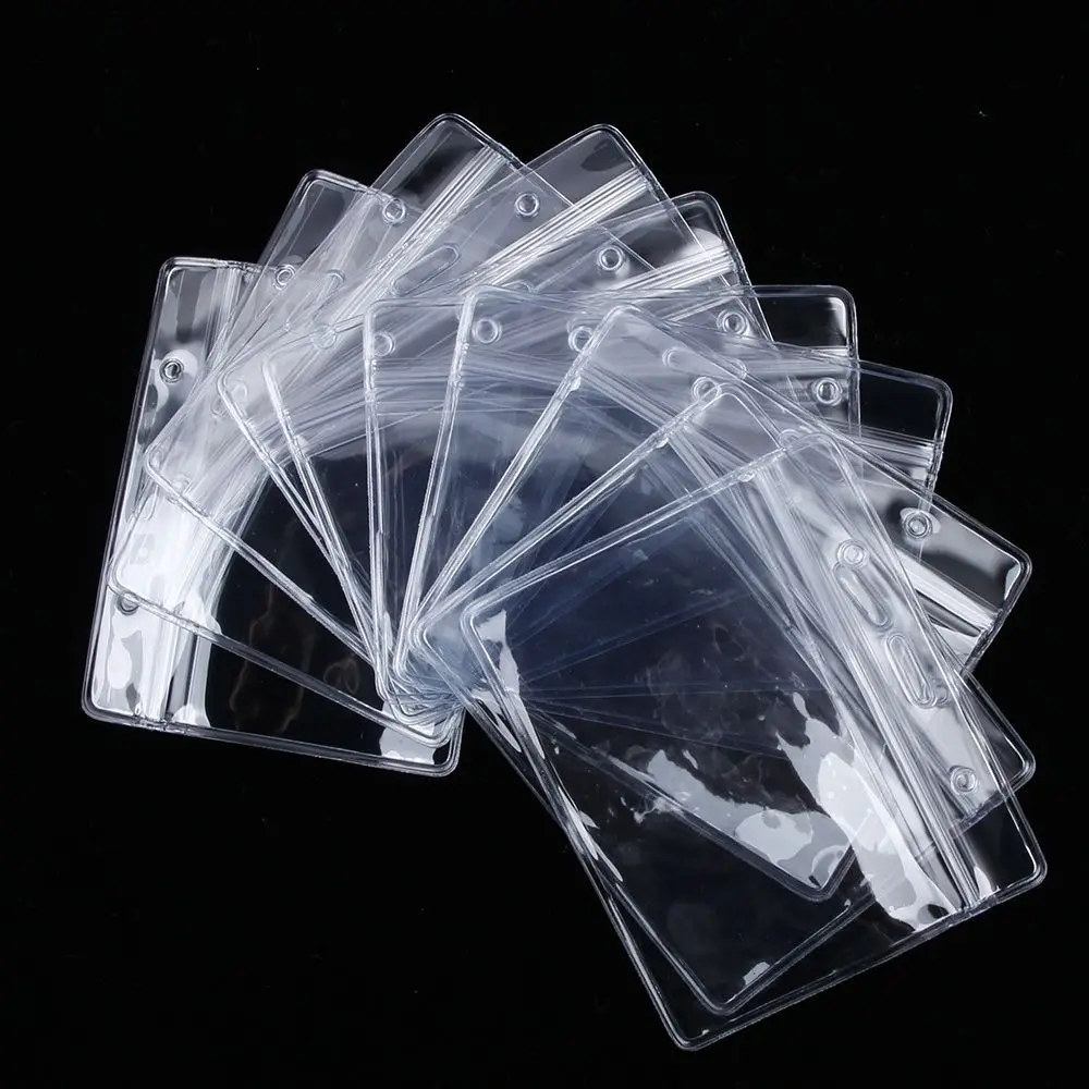 10pcs/Pack Horizontal Transparent Vinyl Plastic ID Card Badge Holder with Zipper Tarjetero Transparente Fast Wholesale