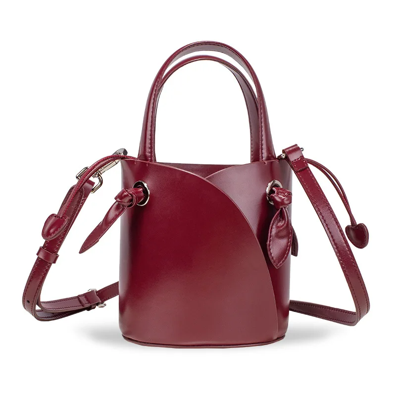 

Genuine leather handbag for woman Messenger bag new fashion trend cowhide ladies bag bucket bag