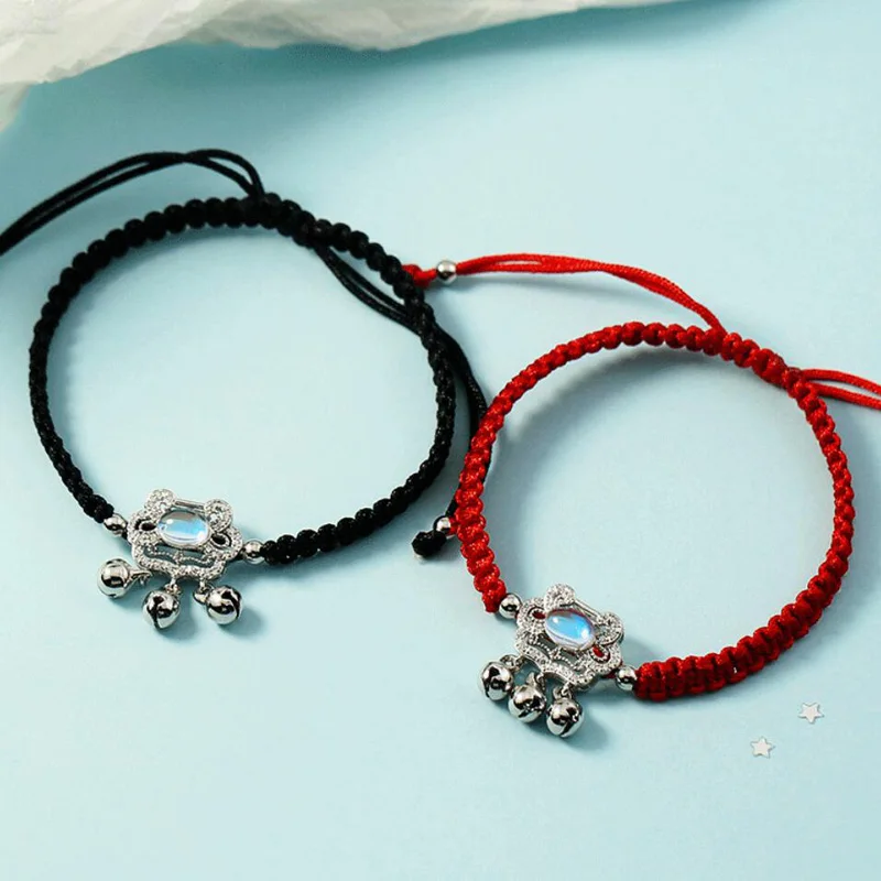 Роскошный браслет KOFSAC из красной веревки с геометрическим замком и стразами