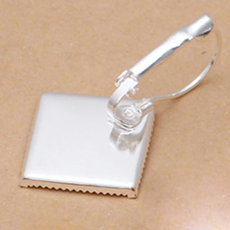 

20pcs/lot Vintage Square Blank Earring Base Fit 12 mm Cameo DIY Ear Jewelry Making