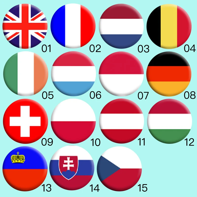 Национальные кольца с флагами Великобритания Франция Netherland Бельгия Ирландия