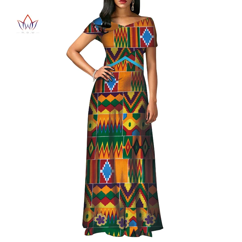 fashion African Dresses for Women Dashiki short sleeve Africa clothing Plus Size Patchwork Party Dresses for Women WY3924 - Цвет: 2