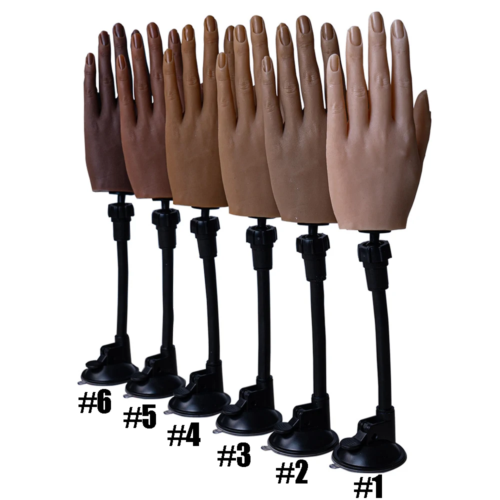 

1Pc Silicone Nail Art Training Hand with Bracket Flexible Bendable Nail Practice Model Nail Display Stand Manicure Tool