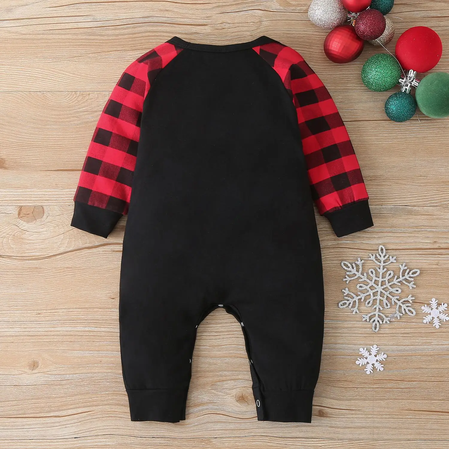 

Infant Baby Christmas Clothes 0-24M Toddler Boy Girls Winter Warm Rompers Merry Christmas Santa Claus Print Plaid Rompers