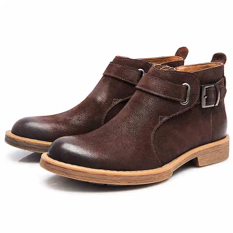 

England style men casual desert boots genuine leather shoes outdoors cowboy boot vintage ankle chelsea botas masculinas zapatos