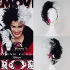 Новинка, черно-белые пушистые короткие Многослойные синтетические парики, 101 далматинцев, костяшка, искусственный парик + шапочка для парика