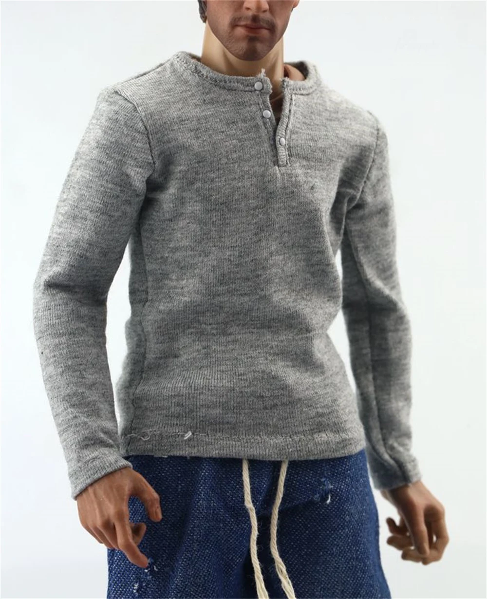 

Big Sales 1//6th Trendy Gray Long Sleeves T Shirt Model For 12inch Rubberized Movable Body Doll Accessories