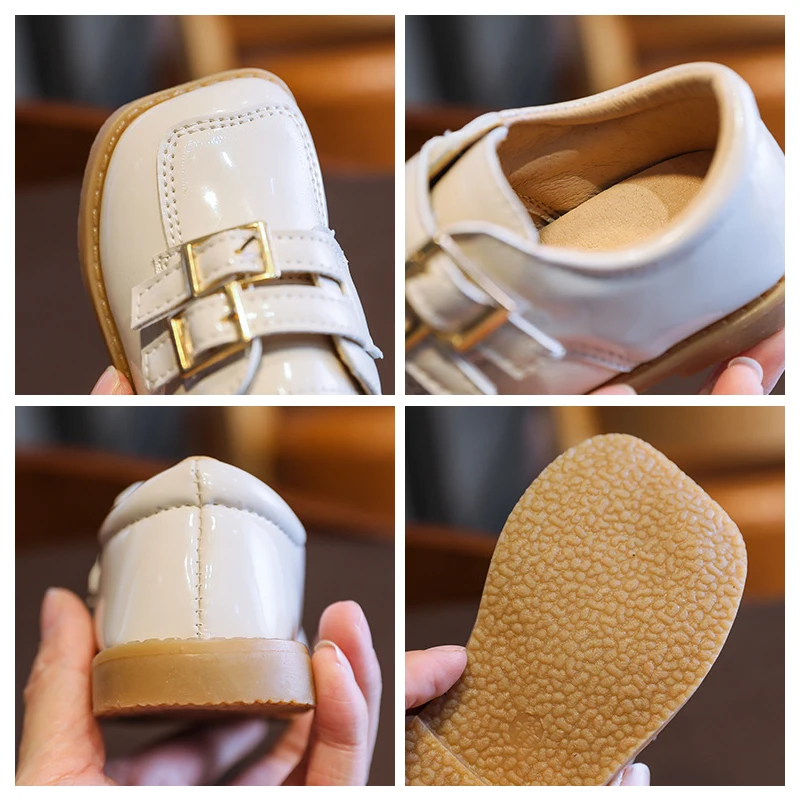 

Spring Children PU Leather Shoes Boys Girls Korean Style Baby Toddler Casual Shoes Breathable British Princess Dance Flats Shoes