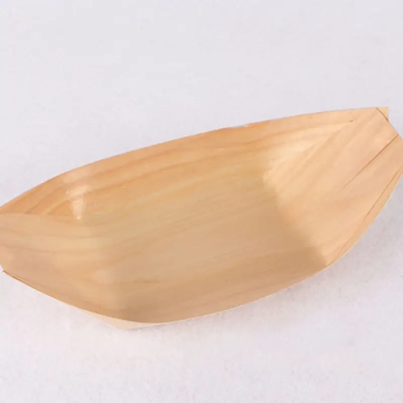 Одноразовые Деревянные пищевые лодки Compostable сервировочные подносы тарелки для