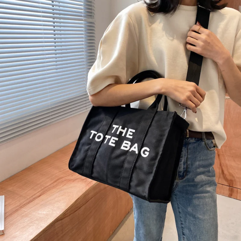 

Brand Designer Women Bag Canvas Fashion Totes Summer Female Travel Shoulder Bags Print Letter Ladies Handbag Cotton Shopper New