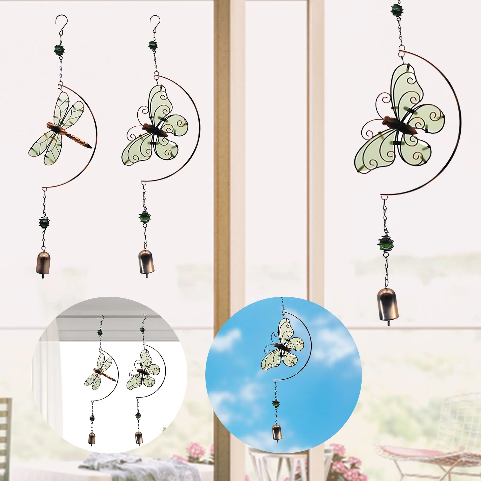 

Outdoor Wind Chimes Sympathy Wind Chime Metal Iron Dragonfly Wind-chime For Indoor Home Decors Dragonfly Windchime Decorations