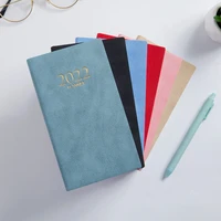 2022 a6 notebook planner daily weekly monthly kraft paper pu cover organizer agenda school office schedule stationery gifts
