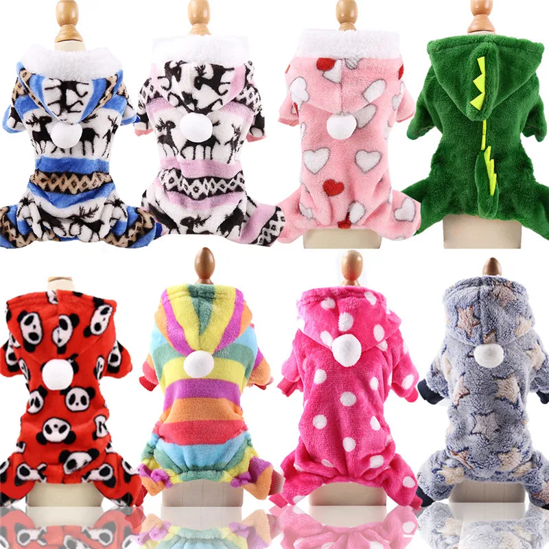 

Cute Dog Clothes Pajamas Fleece Jumpsuit Winter Dog Clothing Four Legs Warm Pet Clothing Outfit Small Dog Star Costume Apparel