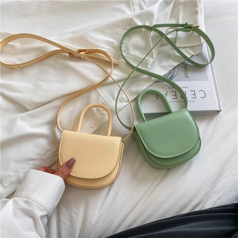 

Super Mini Crossbody Messenger Saddle Bag with Handle for Women 2021 SummerSimple PU Leather Fashion Luxury Handbags Purses
