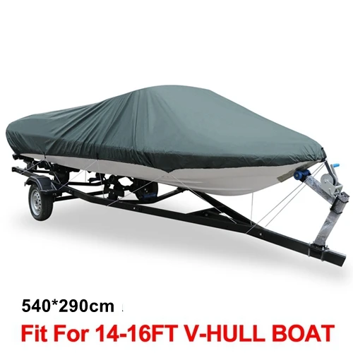 X AUTOHAUX 540/570/700x280/300 см 210D Trailerable чехол для лодки водонепроницаемый рыболовный лыжный бас скоростной катер v-образная синяя крышка для лодки - Цвет: Gray 14-16FT