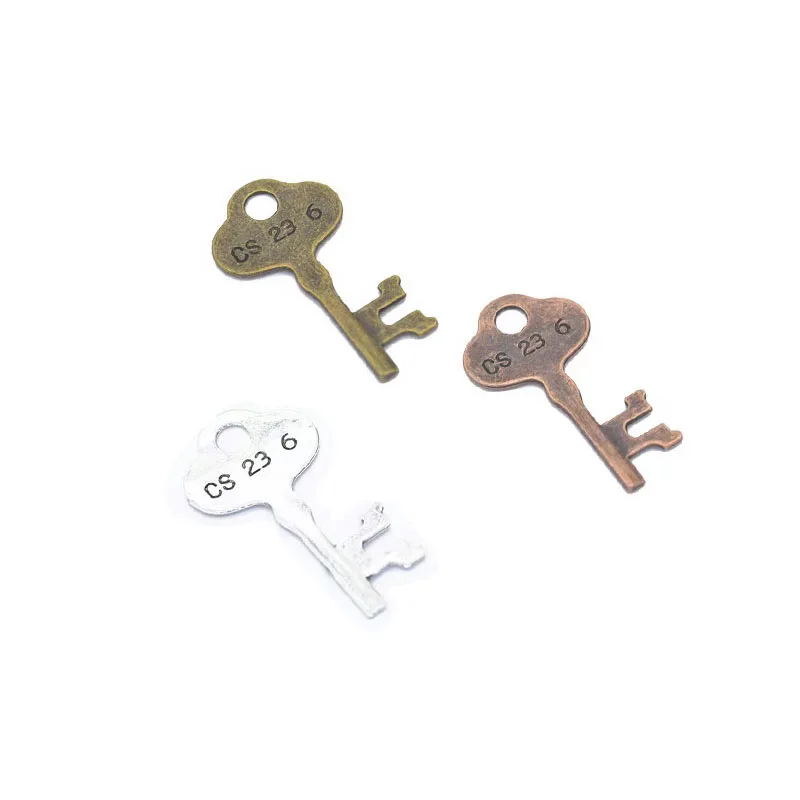 

6pcs/lot 42x22mm Zinc Alloy Antique Silver/Antique Bronze Key Charms Pendants For Jewelry Making