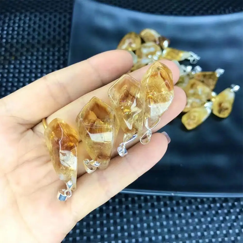 

1pc Natural Brazil Citrine Charm Pendant Healing Crystals Irregular Enegry Stone For DIY Jewelry Making Pendant S5A2