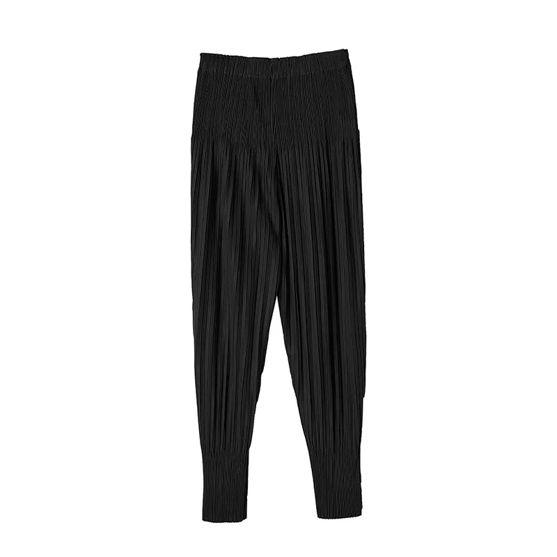 

Women's Mid-Waist Slim-Fit Harem Pants New Style MIYAKE Pleated Pants Casual Fashion Ankle Pants Oggers Women Vetement Femme