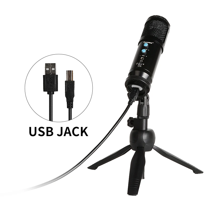 

Микрофон конденсаторный USB со стойкой, проводной микрофон для записи для компьютера, ноутбука, ПК, караоке, студии, игр и Youtube