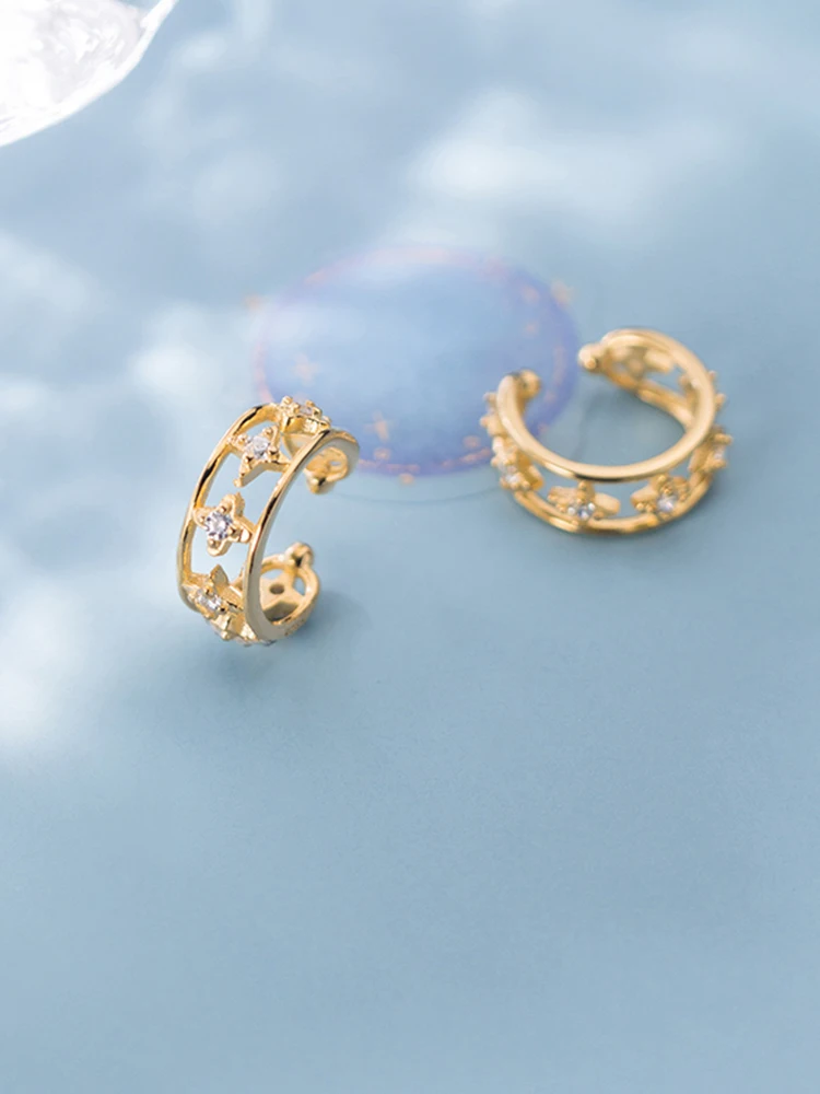 Золото Цвет корейский клип серьги с цирконием не проколотых ушей зажимы 925