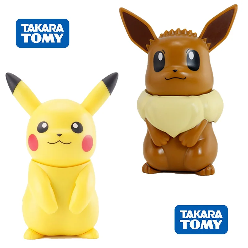 

Takara Tomy Pokemon Hello Pika Hello Vui Pikachu Eevee Anime Action Toy Model Toys for Children Funny Magic Puppet Hot Pop 11Cm