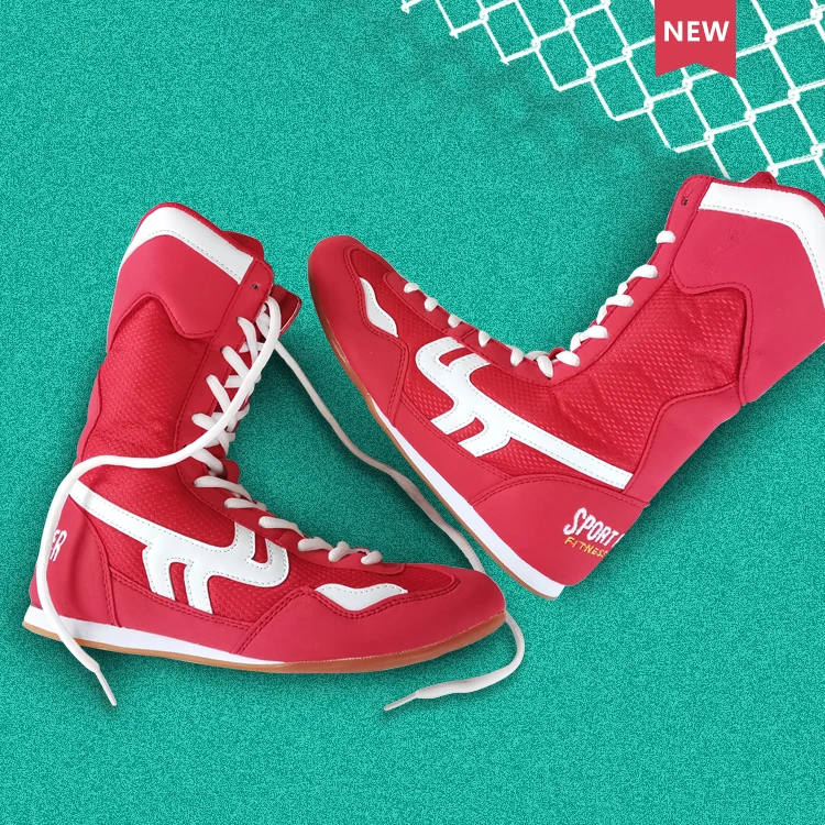 Anti-Slipping Sport Boxing Shoes Boots High Ankle Professional Protecting High-Top Rubber Sneakers For Men Women