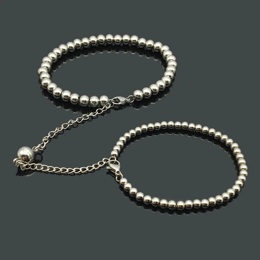 

2 шт., браслет из нержавеющей стали с бусинами для пар