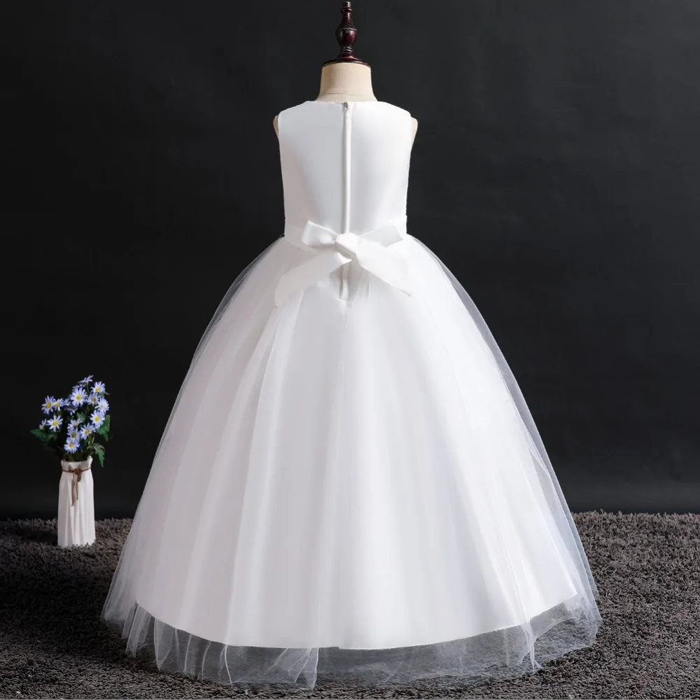Wedding Party Dress for Girls Lace First feast princess Long Dress New Exchange Dress Ball Beauty Sexy Shoulder Dress