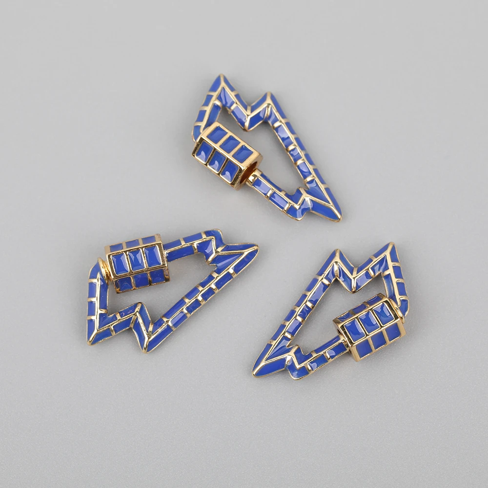 

5pcs/Lot 14x19mm Rainbow Enamel Lightning Screw Clasps,Enamel Lock Clasps,Carabiner Connector Clasps For DIY Jewelry Findings