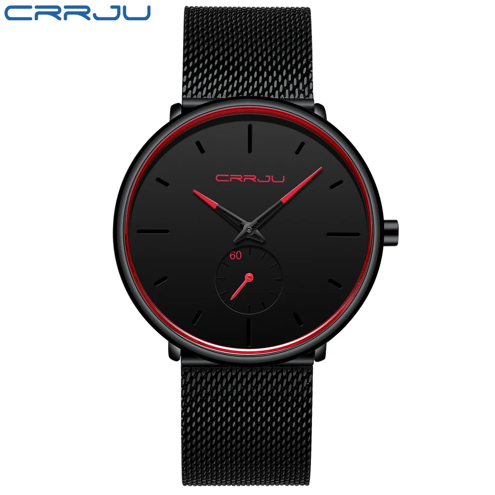 Mens Watches 2020 CRRJU Fashion Top Brand Luxury Quartz Watch Men Casual Mesh Steel Waterproof Sport Relogio Masculino | Наручные часы